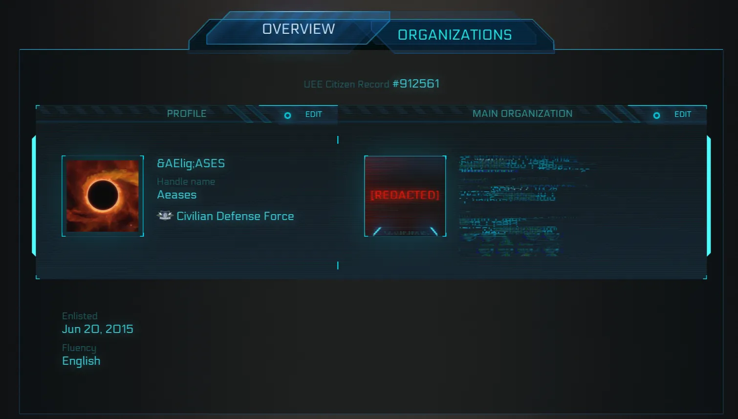 Normal Case, UEE Citizen Record equals 912561