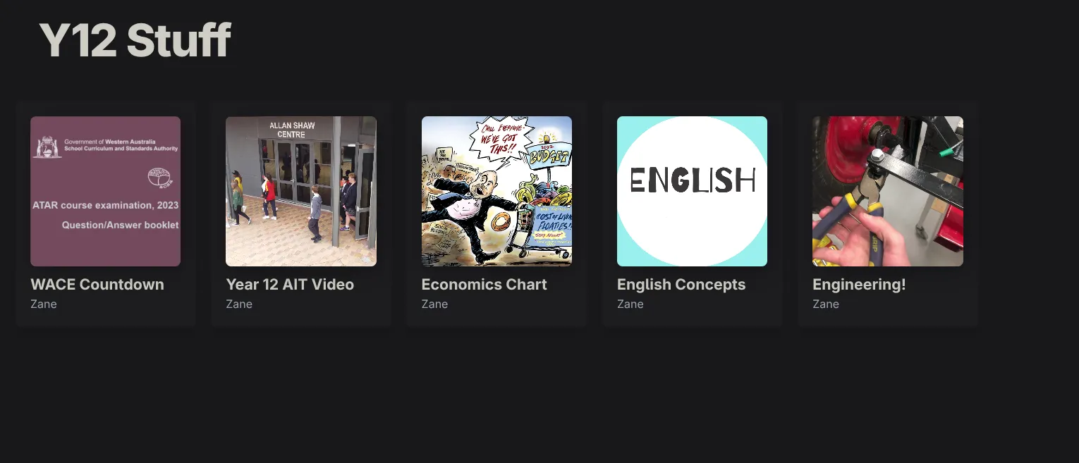 Year 12 Site homepage